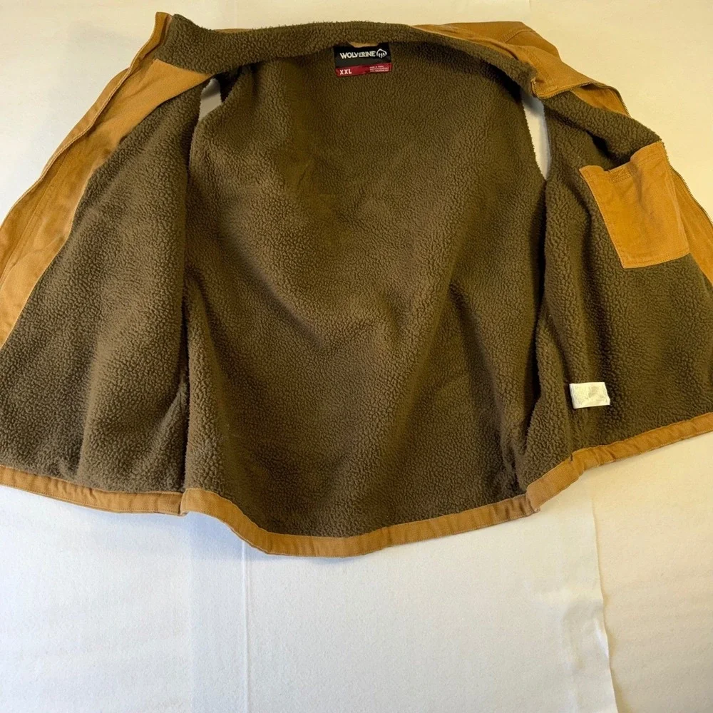 Wolverine Mens Brown Canvas Sherpa Lined Full Zip Work Vest XXL W1208440-205